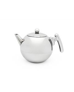 Theepot Bella Ronde 1,2L vlak, chr. Beslag
