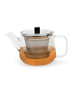 Theepot Merano 1,1L glas met filter rvs