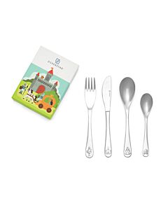 Kinderbestek 4-dlg Ridders en prinsessen rvs