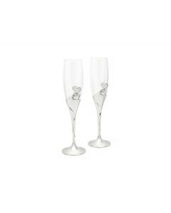 Champagneglazen Hart s/2 zilver kleur