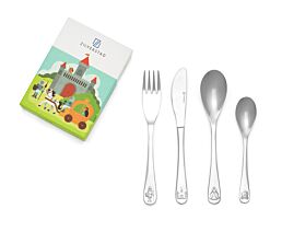 Kinderbestek 4-dlg Ridders en prinsessen rvs