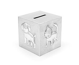 Spaarpot Kubus Huisdieren zilver kleur