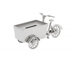 Spaarpot Bakfiets zilver kleur