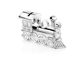 Spaarpot Locomotief 5,4x14,7x8,5cm zilver kleur