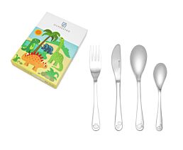 Kinderbestek 4-dlg Dino's rvs