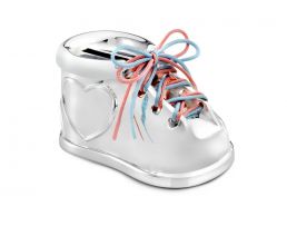 Spaarpot Schoen 2 kl. Veters zilver kleur