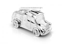 Spaarpot Brandweerwagen 7x15cm zilver kleur