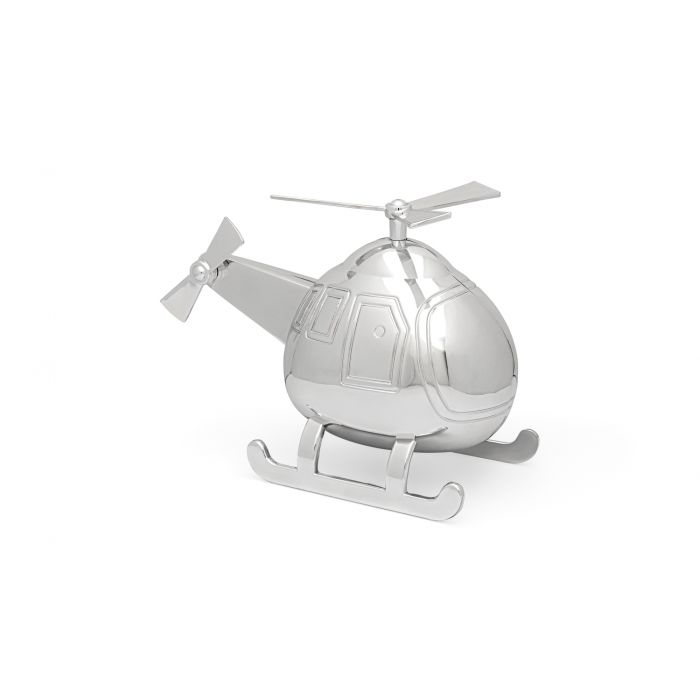 Spaarpot Helikopter zilver kleur