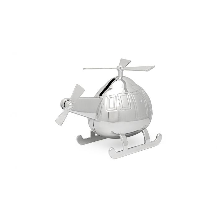 Spaarpot Helikopter zilver kleur